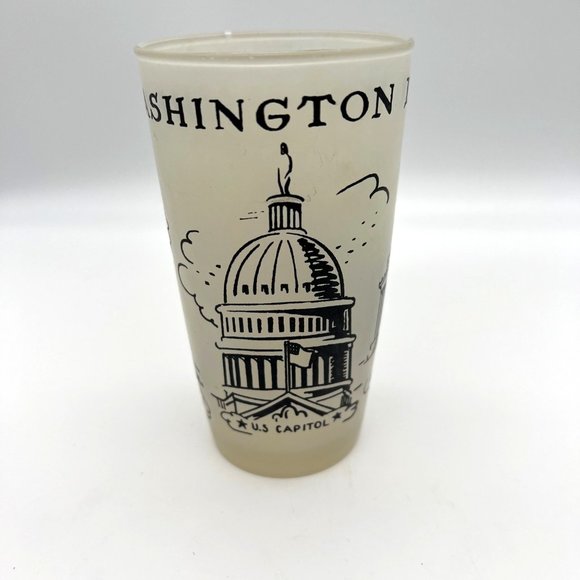 Vintage Washington DC Souvenir Glass Tumbler - Points of Interest - 5" Tall - Picture 4 of 5